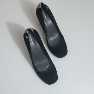 CALVIN KLEIN ladies heels black and faux snake skin suede monicah style …